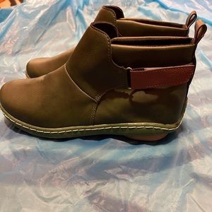 Olive green booties. 9